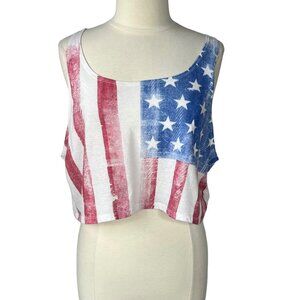 Tokyo Darling Patriotic Crop Top Womens XL Red White Blue Flag